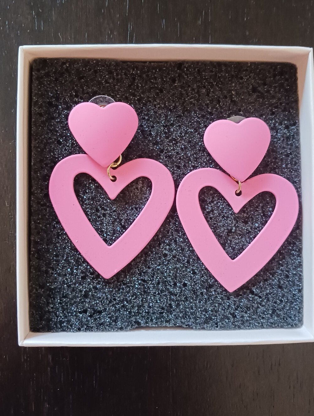 Pink Heart Drop Earrings
